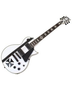 ESP LTD Iron Cross Electric Guitar in Snow White with Black Stripes B-Stock 2725 sku number LIRONCROSSSW-B2725