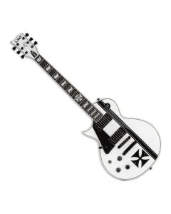 ESP LTD Iron Cross Left-Handed Electric Guitar in Snow White with Black Stripes sku number LIRONCROSSSWLH