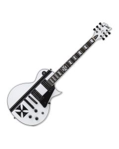 ESP LTD Iron Cross Electric Guitar in Snow White with Black Stripes sku number LIRONCROSSSW