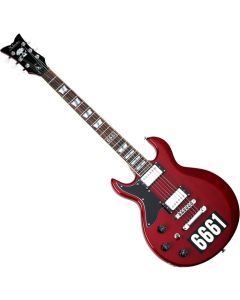 Schecter Zacky Vengeance Custom Reissue LH guitar in See Thru Cherry with 6661 Graphic sku number SCHECTER27