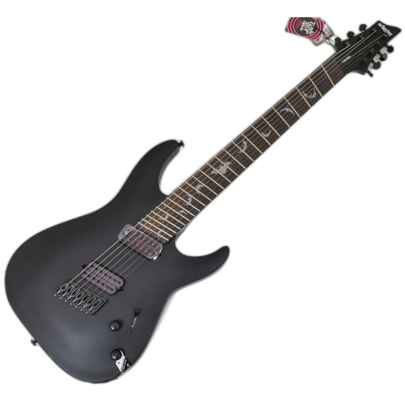 Schecter Damien-7 Multiscale Guitar Satin Black - 2476 | Studio Gears