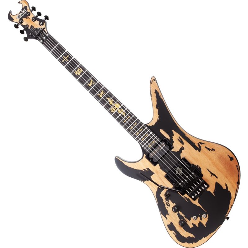 Schecter Synyster Custom-S Lefty Guitar Distressed Satin Black - 1751