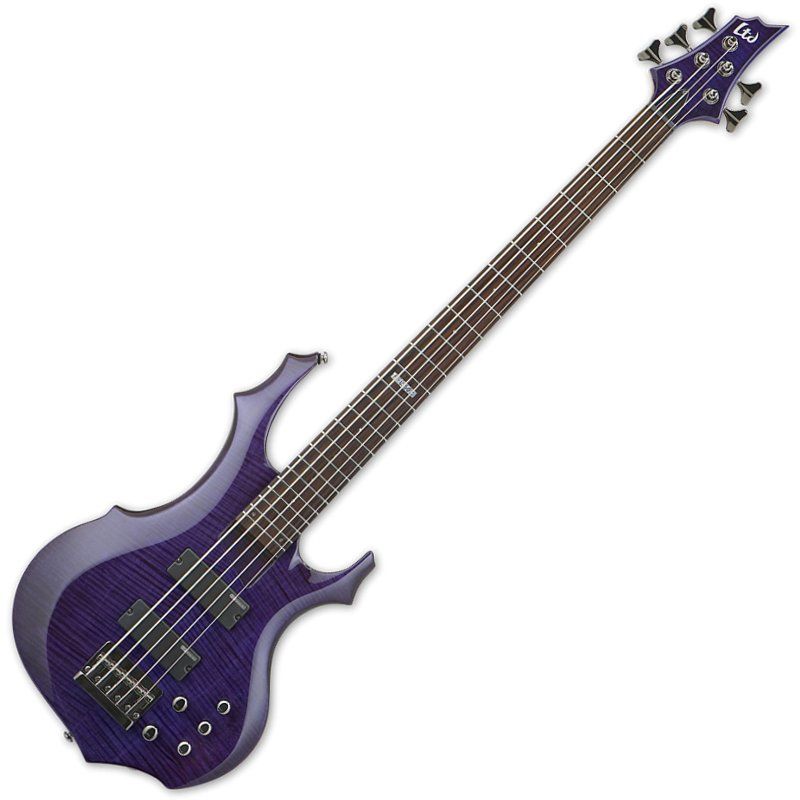 ESP LTD F-155DX Electric Bass in Dark See-Thru Purple