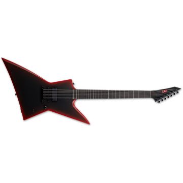 ESP LTD EXL-7B Black Metal 7-String Baritone Guitar in Black Red Burst Satin sku number LEXL7BBKMBLKREDBS