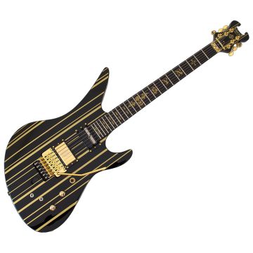 Schecter Synyster Custom-S guitar in Gloss Black with Gold Pinstripes B-Stock 0160 sku number SCHECTER1742-B0160