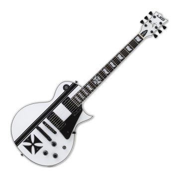 ESP LTD Iron Cross Electric Guitar in Snow White with Black Stripes sku number LIRONCROSSSW