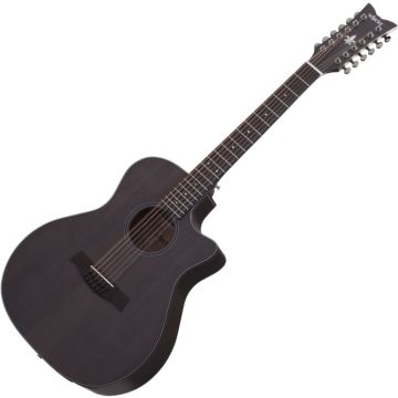 Schecter Orleans Studio-12 Acoustic Guitar in Satin See Thru Black Finish sku number SCHECTER3714