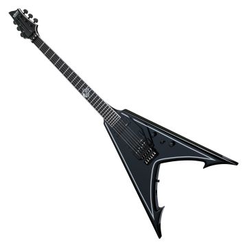 Schecter RavenDark V FR Abbath Signature guitar in Gloss Black with Silver Pinstripes