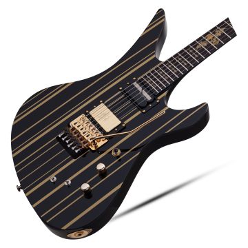 Schecter Signature Synsyter Custom-S Electric Guitar Gloss Black w/ Gold Stripes sku number SCHECTER1742