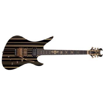 Schecter Signature Synsyter Custom-S Electric Guitar Gloss Black w/ Gold Stripes sku number SCHECTER1742