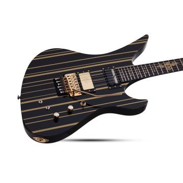Schecter Signature Synsyter Custom-S Electric Guitar Gloss Black w/ Gold Stripes sku number SCHECTER1742