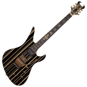 Schecter Signature Synsyter Custom-S Electric Guitar Gloss Black w/ Gold Stripes sku number SCHECTER1742