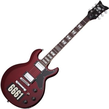 Schecter Zacky Vengeance Custom Reissue guitar in See Thru Cherry with 6661 Graphic sku number SCHECTER26