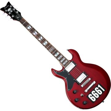 Schecter Zacky Vengeance Custom Reissue LH guitar in See Thru Cherry with 6661 Graphic sku number SCHECTER27