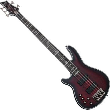 Schecter Hellraiser Extreme-5 LH bass in Crimson Red Burst Satin sku number SCHECTER1921
