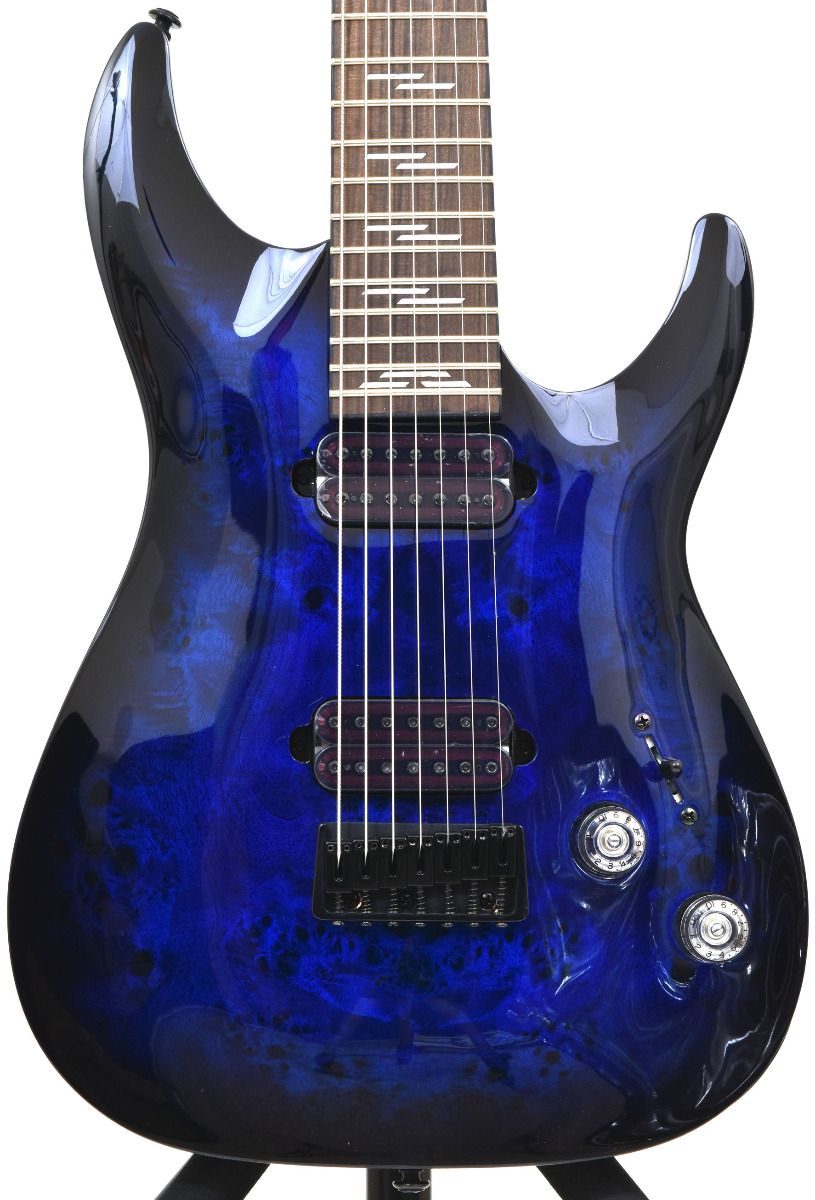 Schecter Omen Elite-7 Electric Guitar See-Thru Blue Burst B-Stock 0026