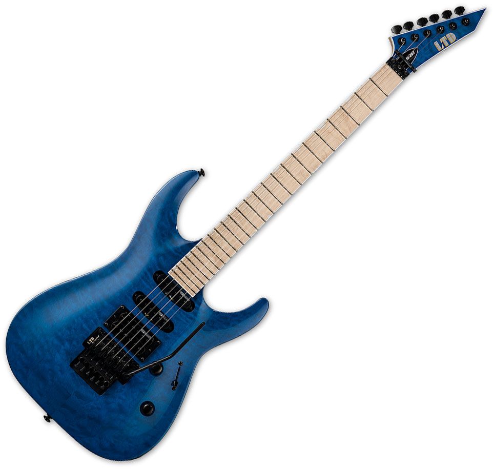 選べる配送時期 (新品) ESP LTD MH-203QM Electric Guitar, See Thru Blue 