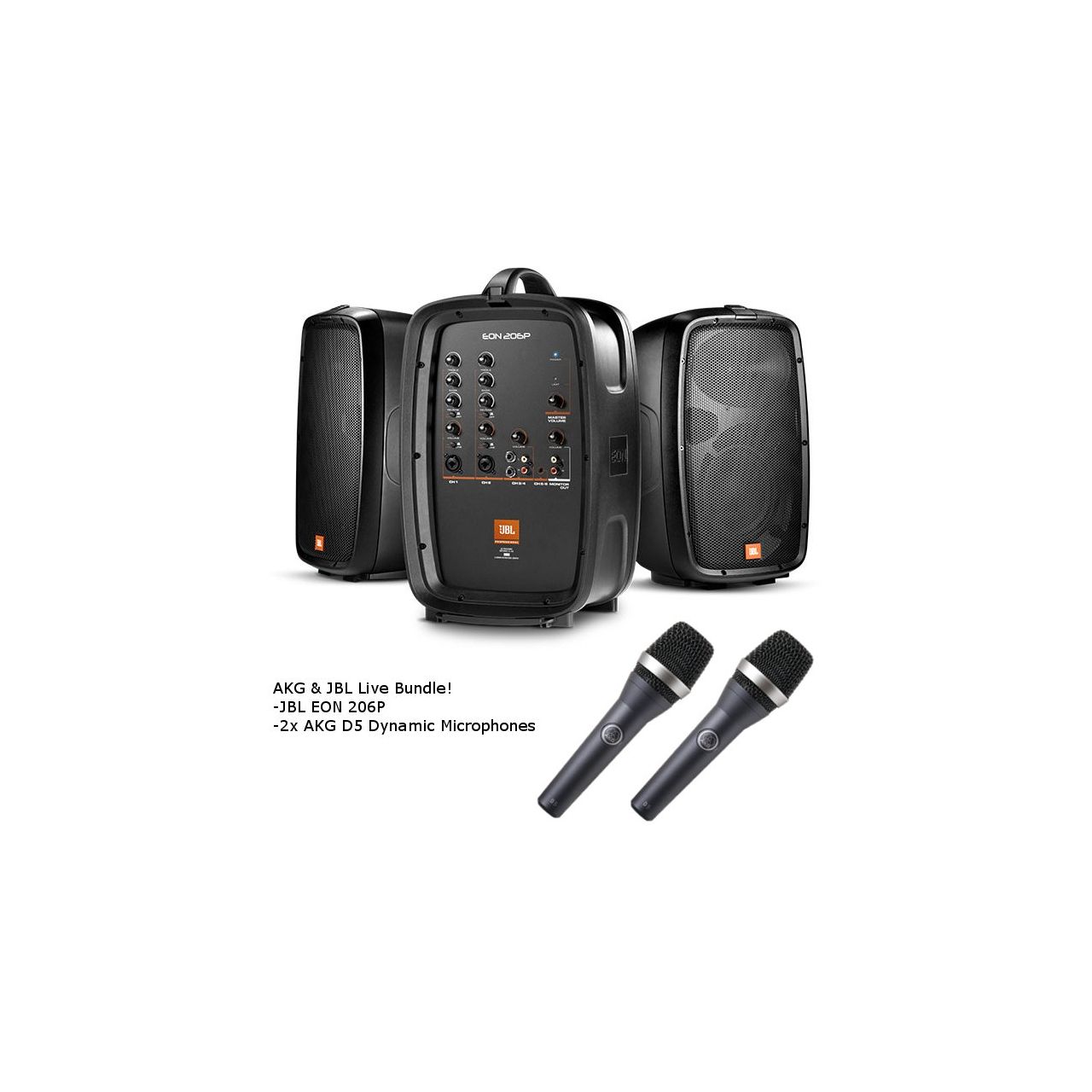 JBL EON206P Portable PA and Mixer / AKG D5 Dynamic Microphone Live Sou