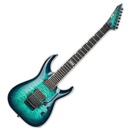 ESP E-II Horizon FR-7 7 String Electric Guitar Black Turquoise Burst sku number EIIHORFR7QMBLKTB