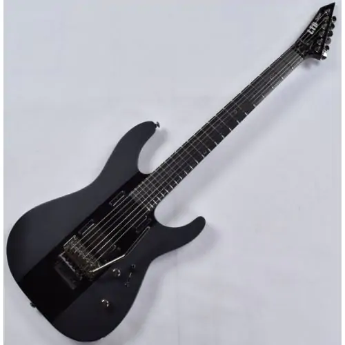 ESP LTD Deluxe M-1000 Electric Guitar in Satin Black with Gloss Stripe sku number LXM1000BLKSGS