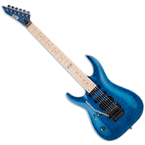 ESP LTD MH-103QM Left Handed Guitar in See-Through Blue B-Stock sku number LMH103QMSTBLH.B