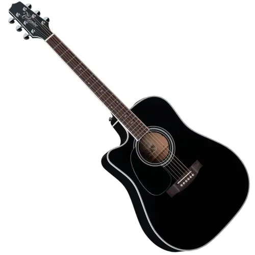 Takamine EF341SC Left Handed Acoustic Guitar in Gloss Black Finish sku number TAKEF341SCLH