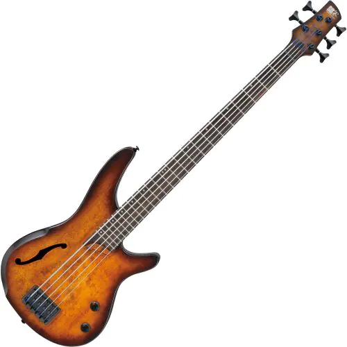 Ibanez SR Bass Workshop SRH505 5 String Semi-Hollow Electric Bass Dragon Eye Burst Flat sku number SRH505DEF