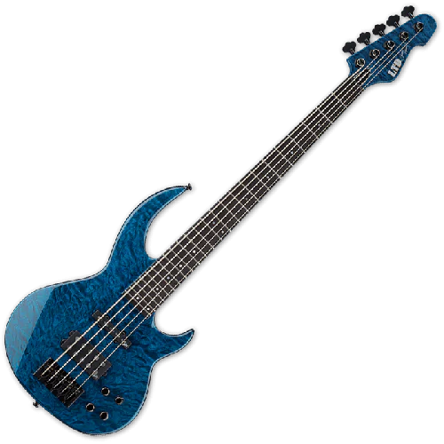 ESP LTD BB-1005 QM Bunny Brunel Electric Bass in Black Aqua sku number LBB1005QMBLKAQ