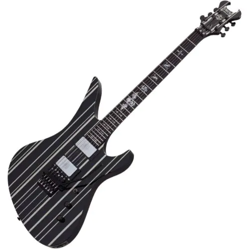 Schecter Signature Synyster Custom Electric Guitar Gloss Black w/ Silver Pin Stripes sku number SCHECTER1740