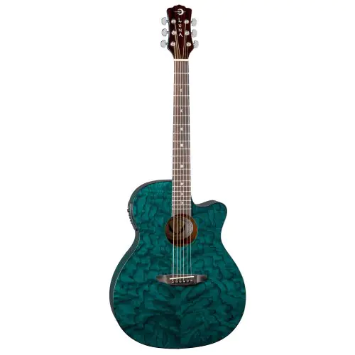 Luna Gypsy Quilt Ash Acoustic Electric Guitar Teal GYP E QA TEAL sku number GYP E QA TEAL