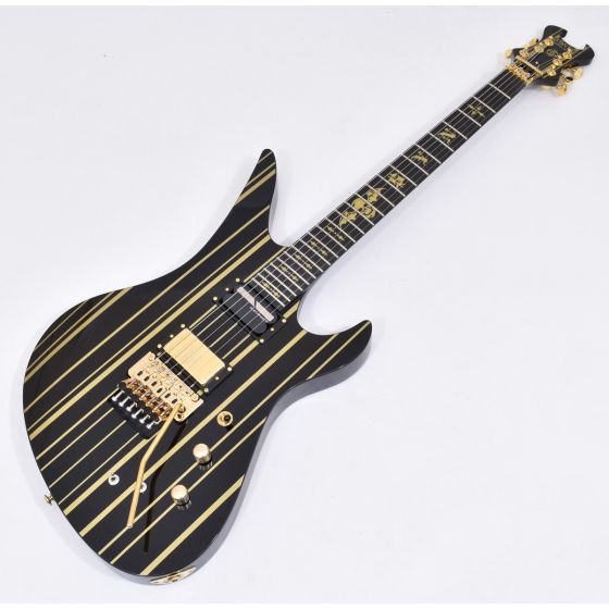 Schecter Synyster Custom-S Electric Guitar Gloss Black Gold Pin Stripes B-Stock 1380 sku number SCHECTER1742.B 1380