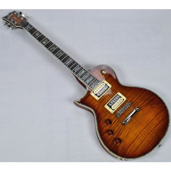 ESP LTD Deluxe EC-1000FM Lefty Electric Guitar in Amber Sunburst B-Stock sku number LEC1000ASBLH.B