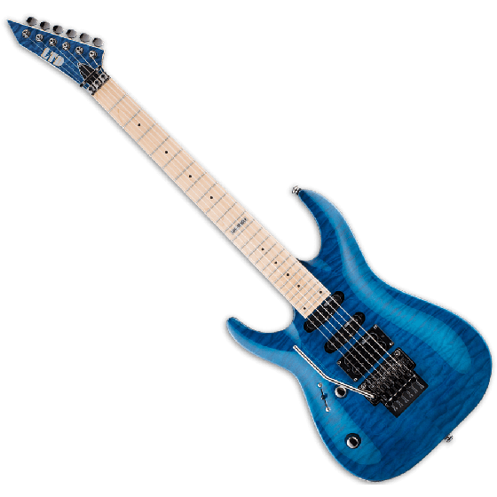 ESP LTD MH-103QM Left Handed Guitar in See-Through Blue B-Stock sku number LMH103QMSTBLH.B