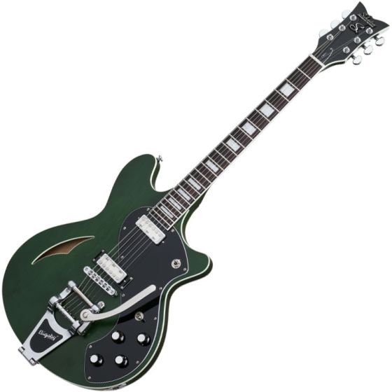 Schecter T S/H-1B Semi-Hollow Electric Guitar in Emerald Green Pearl Finish sku number SCHECTER291
