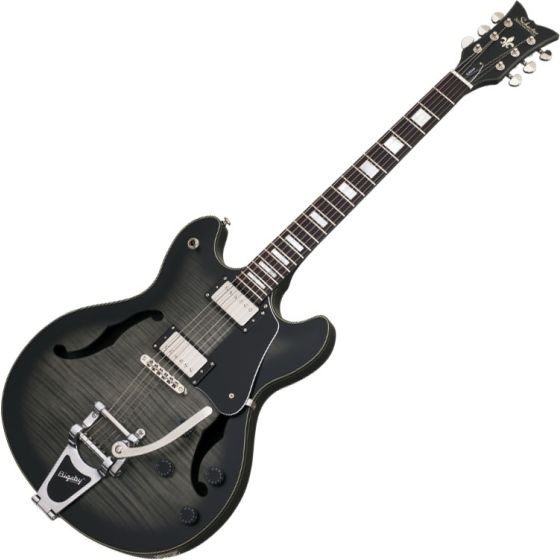 Schecter Corsair Custom Semi-Hollow Electric Guitar in Charcoal Burst Pearl Finish sku number SCHECTER1869