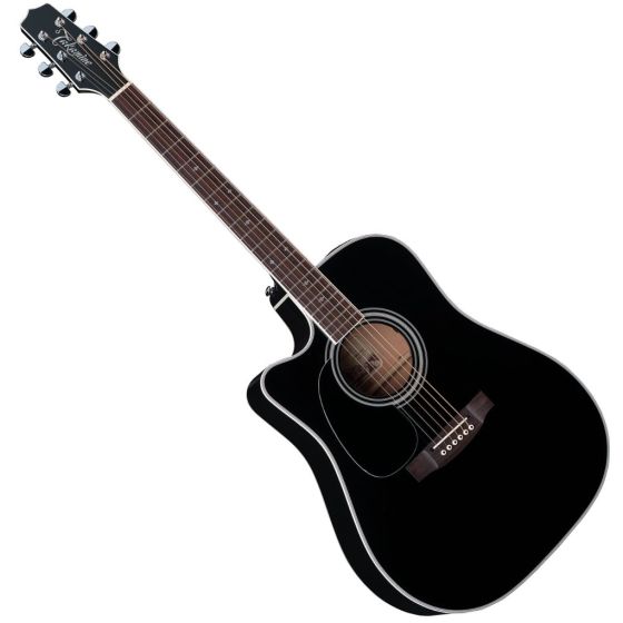 Takamine EF341SC Left Handed Acoustic Guitar in Gloss Black Finish sku number TAKEF341SCLH