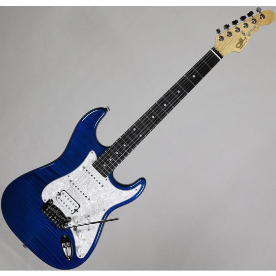 G&L USA Legacy HSS Flame Maple Top Electric Guitar Clear Blue sku number USA LGCYHB-CBL-EB 8918