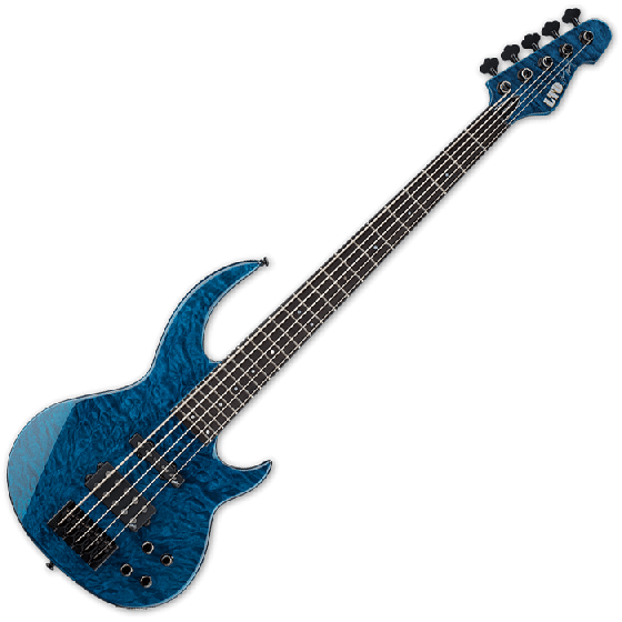 ESP LTD BB-1005 QM Bunny Brunel Electric Bass in Black Aqua sku number LBB1005QMBLKAQ