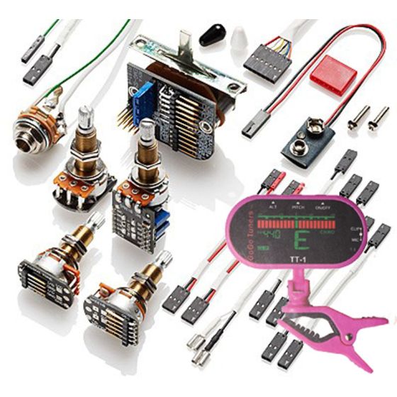 EMG 3 Pickup Conversion Wiring Kit PPP Push / Pull - Long Shaft w/ Free Guitar Tuner sku number 3337