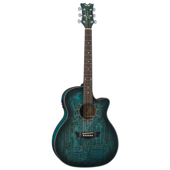 Dean Exotica Quilt Ash Acoustic Electric Guitar Trans Blue Satin EQA TBLS sku number EQA TBLS