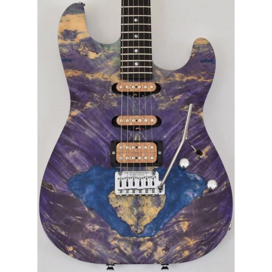 Schecter CET Custom USA Masterwork Guitar with Buckeye Burl Stabilized Top sku number MW CET PURPLE STABILIZED