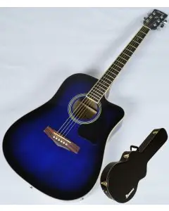 Ibanez PF15ECEWC-TBS PF Series Acoustic Guitar in Transparent Blue Sunburst High Gloss Finish SA150300754 sku number PF15ECEWCTBS.B 0754